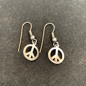 Small metal Peace Symbol Dangle Earrings